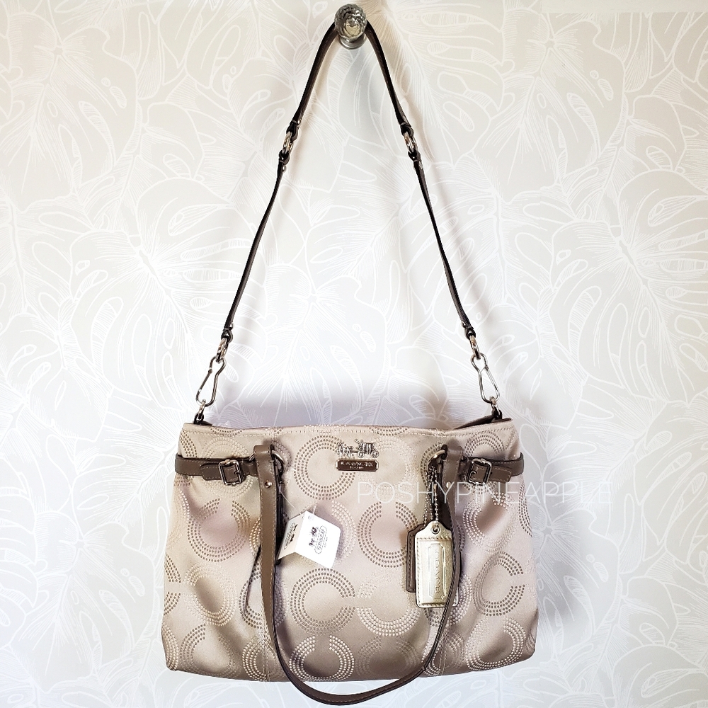NEW Coach Madison Carryall Crossbody Bag In Khaki Mahogany Brown - Picture 5 of 13